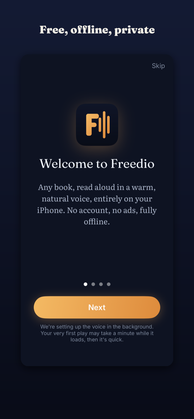 Welcome screen